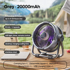 Portable 6 in 1 Outdoor Camping Fan 20000mAh Rechargeable Wireless Tent Ceiling Fan 4 Speed Adjustment LED Lighting Power Bank