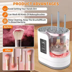 USB Electric Makeup Brush Cleaner Portable 3 In 1 Makeup Brushes Cleaner Drying Rack Lazy Cleaning Brush Washer Quick Dry Tool