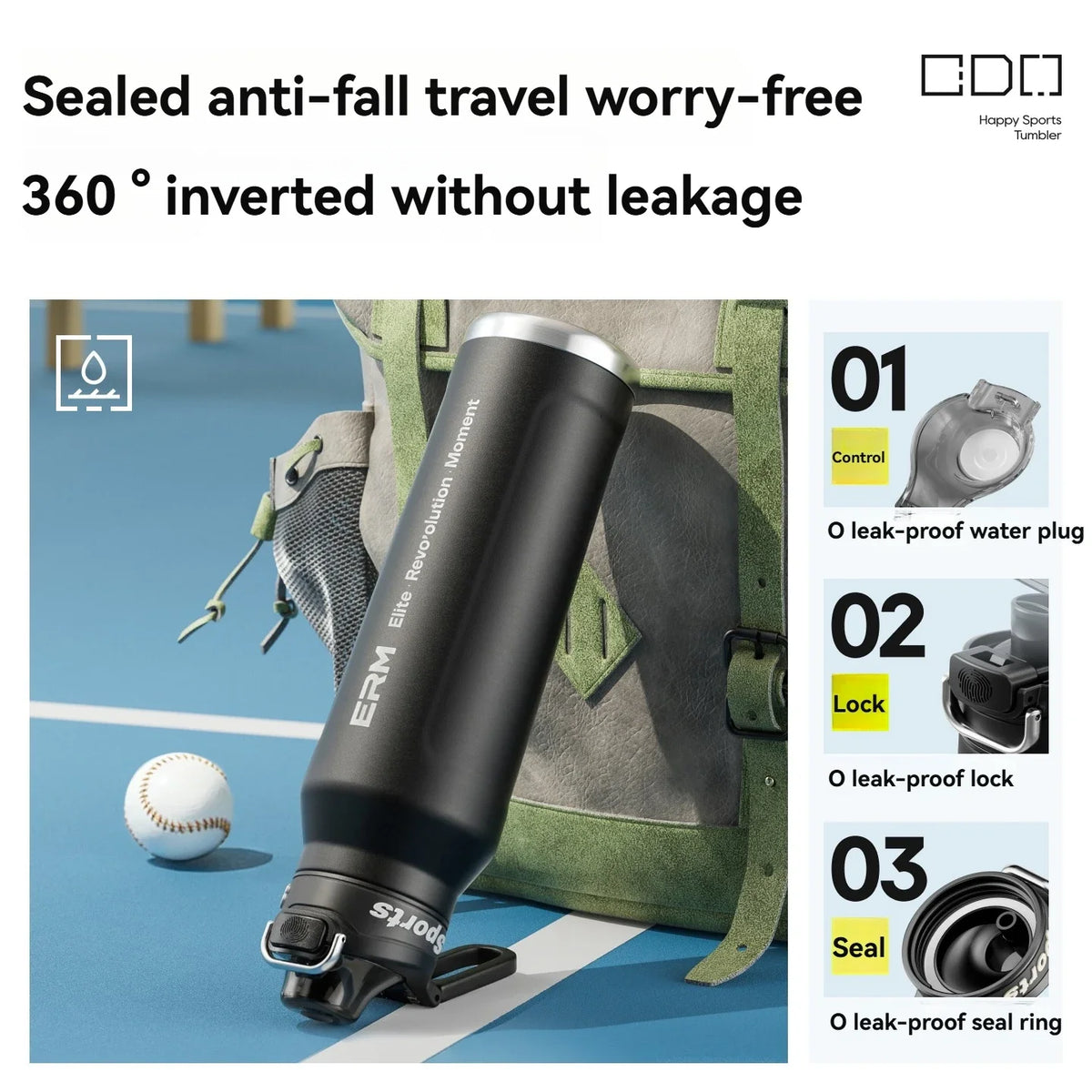 Stainless Steel Water Bottle  Cycling Tumble Insulated Cold And Hot Flasks Double Wall Portable With Handle Sports Outdoor Cup