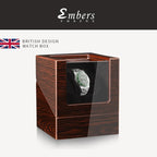 Embers Luxry Single Watch Winder Battery Wooden Shaker Watch Box Automatic Winder Glass Storage Case Mabuchi Motro