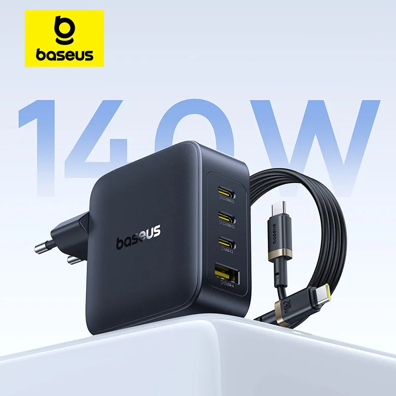 【New Sale】Baseus 140W GaN Charger PD Charger USB C Charger Fast Charge For Macbook Tablet Phone Charger For iPhone 17 16 15 14