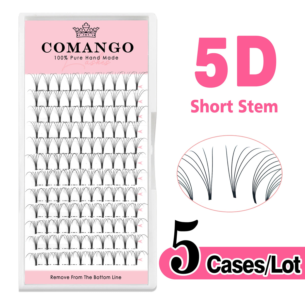 5pcs/Lot CoMango Short Stem Premade Fans Russian Volume Lashes Tray Premium Eyelash Extensions Supplies for Eye Beauty Makeup