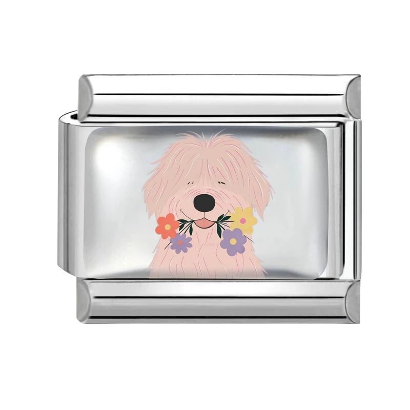 2025 Original Cute Cartoon Colorful Pet Dog Black Cats Italian Charm Links Fit 9mm Stainless Steel Bracelet Men Women DIY Making