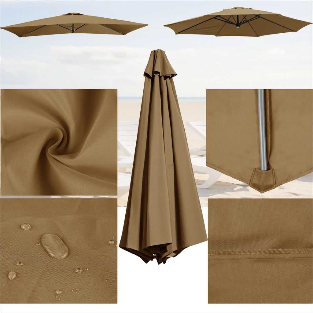 6/8 Rib Polyester Parasol Replacement Cloth Outdoor Patio Umbrella Surface Rainproof Anti-UV Sunshade Garden Canopy