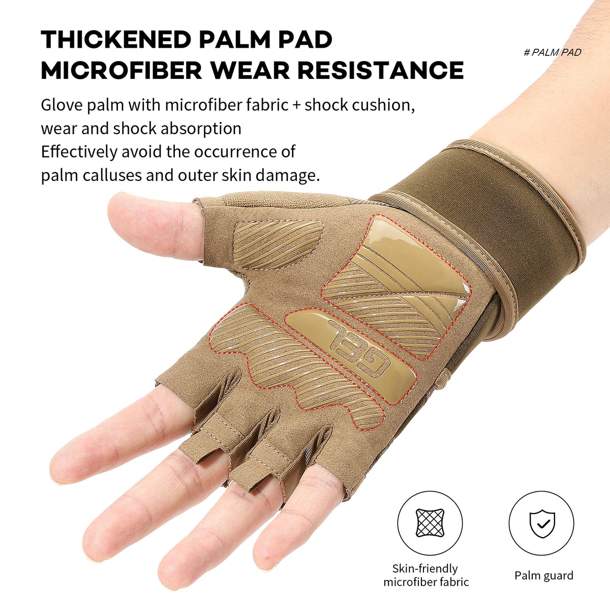 Half Finger Cycling & Gym Training Gloves Anti-Slip Grip, Black/Brown, Sizes M-XL
