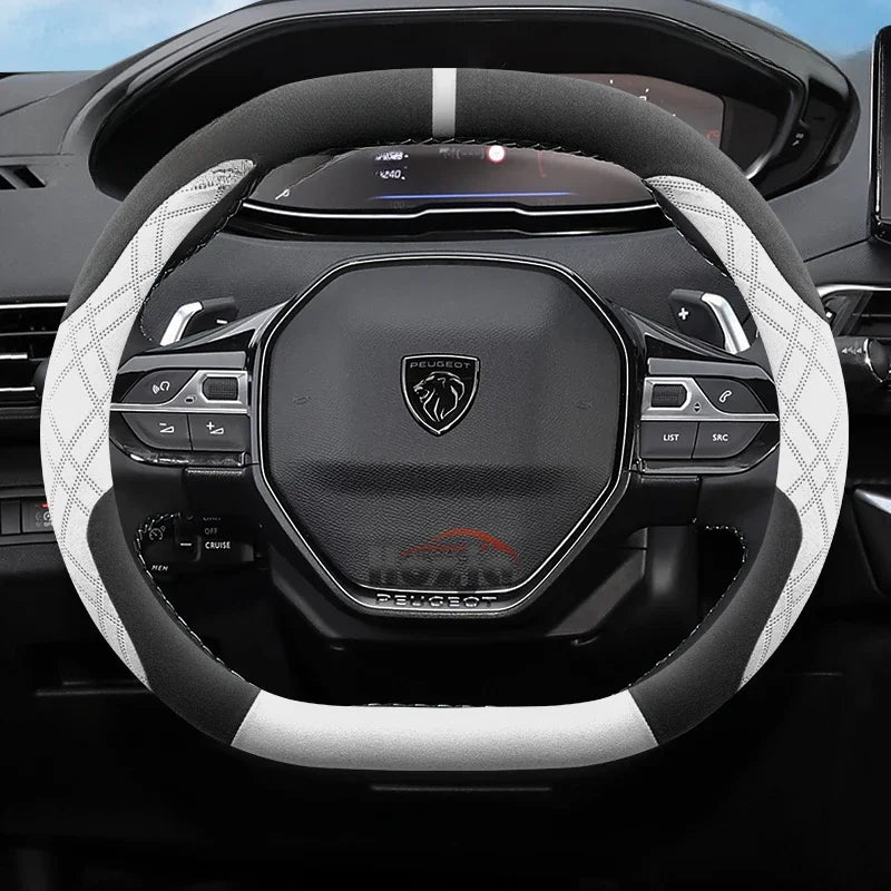 Suede Leather Car Steering Wheel Cover for Peugeot 508 308 SW E-208 208 E-408 408 GT 2021 2022 2023 2024 2025 Auto Accessories