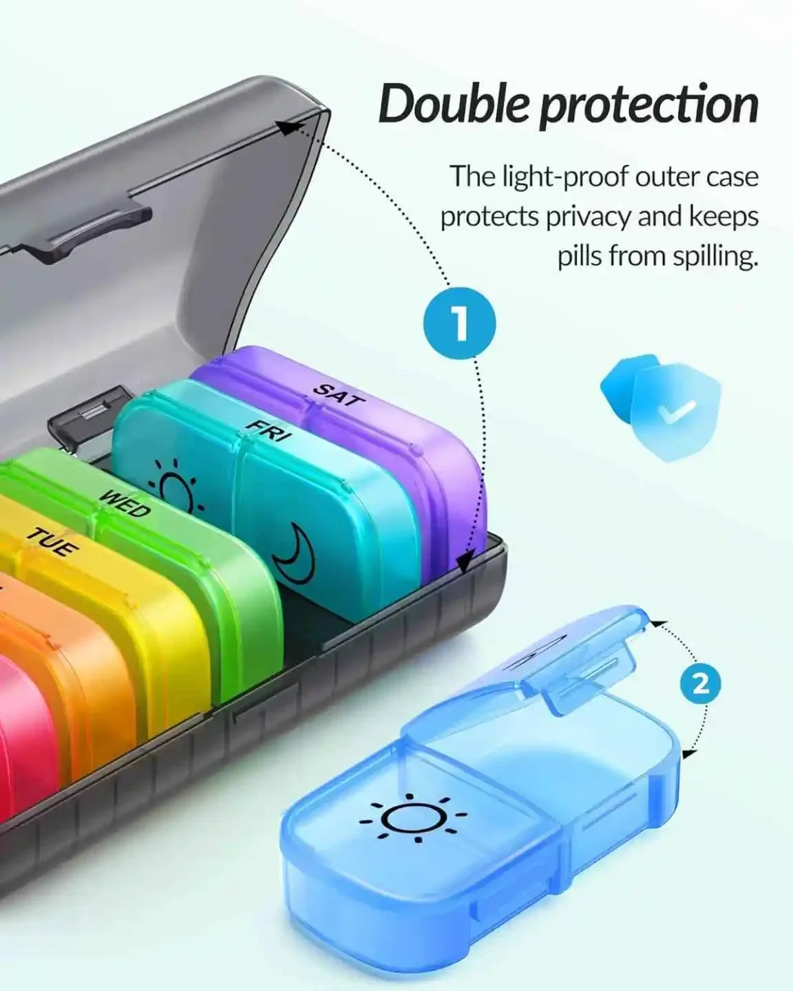 1 Set 7 Days Weekly Pill Case Pillbox  Medicine Tablet Box Portable Travel Drugs Storage Organizer Secret Compartments Pill Box