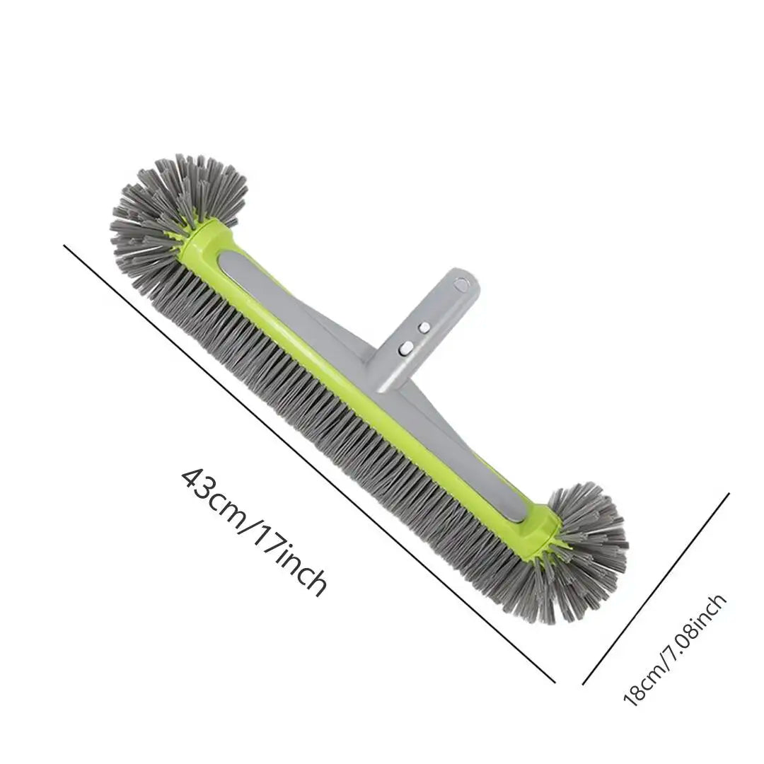 Heavy Duty 17.5" Pool Brush Head 7 Rows Bristles Reinforced Aluminum Back EZ Clip for Pool Walls Steps Inground Above Ground