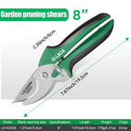 LAOA Garden Pruning Shears 8" Multipurpose Scissors Fruit Picking Branch Cutting Gardening Hand Tool