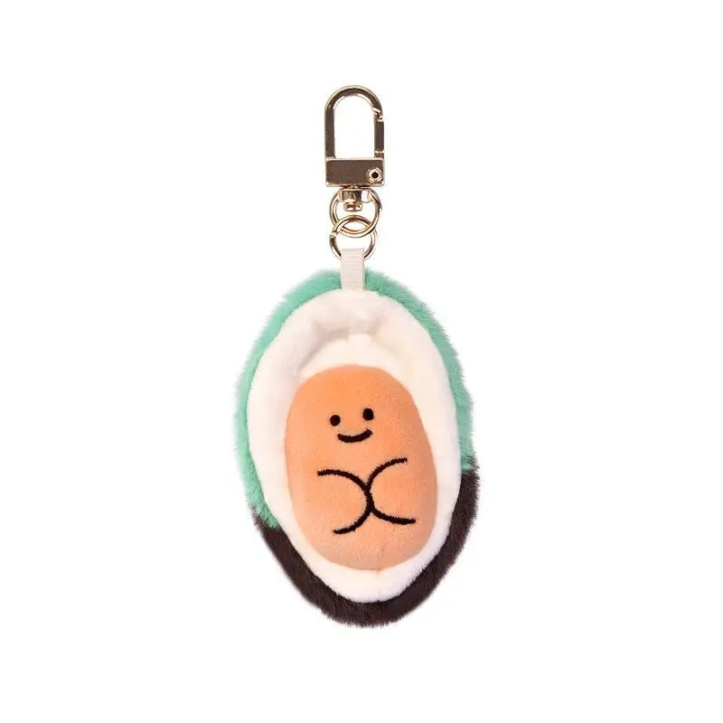 Soft seafood Keychain Lobster Simulation Fluffy abalone lobster clam oyster Keyring Kawaii Cartoon Plush Pendant Birthday Gift