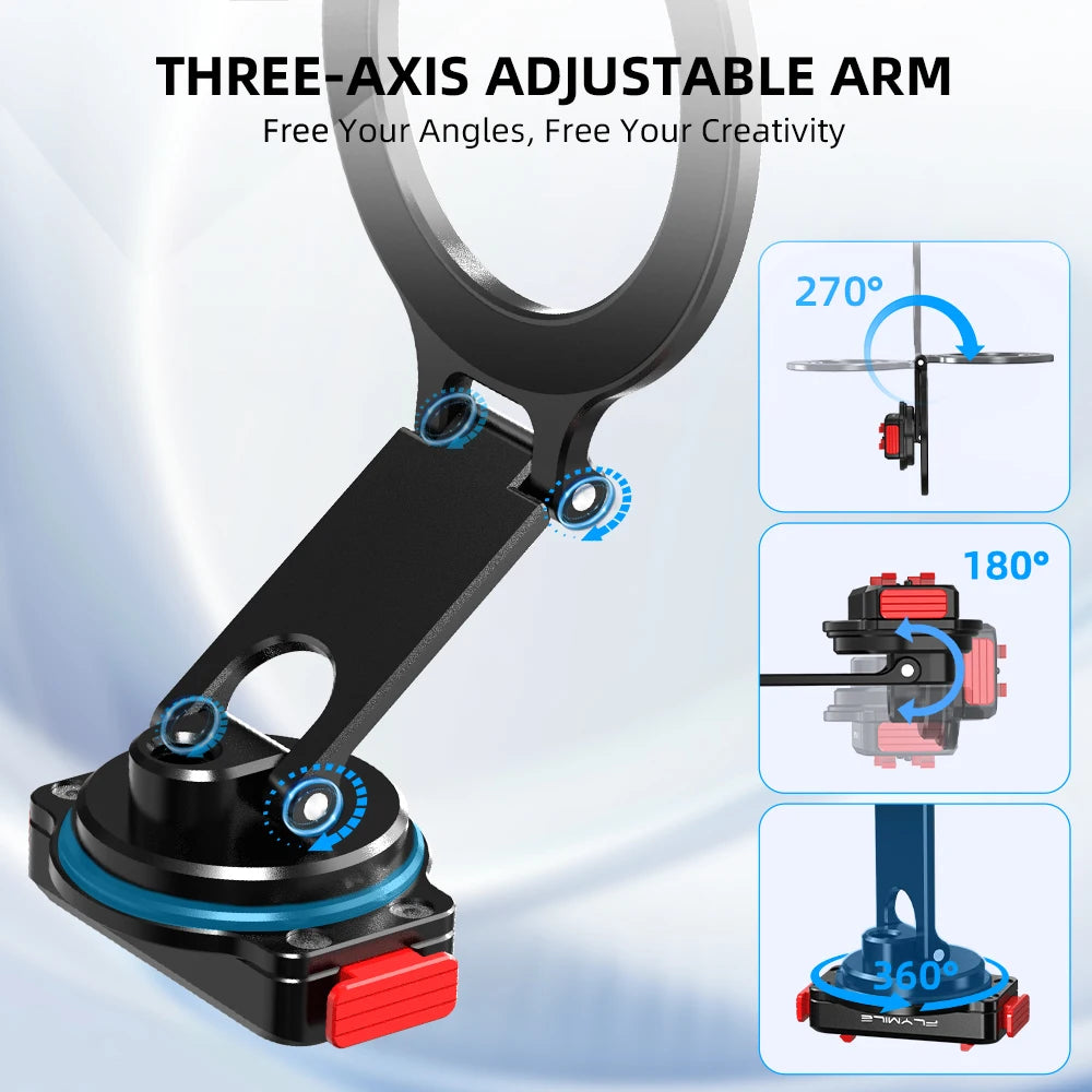 Flymile Magnetic Quick Release Mount Metal Bracket Phone Teleprompter Base for Insta360 Ace pro 2 Accessories Video Shooting