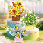 Rose Eternal Flower Basket Potted Plants Mini Particle Building Block,DIY Sunflower Flower Ornament Assembled Toy,For Kids Gifts