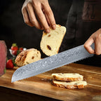 8-inch serrated bread knife Japanese Damascus steel VG10 chef's knife Super sharp kitchen knife for cutting bread and cake knife