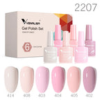 6/12pcs/Set Venalisa Gel Nail Polish VIP Kit Charming Neon Color Gel Pink Natural Color Series Rubber Gel Great Coverage Lacquer