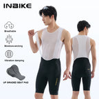 INBIKE Men's Padded Cycling Bib Shorts Quick-Dry Breathable MTB Bike, Black/Green EU Sizes