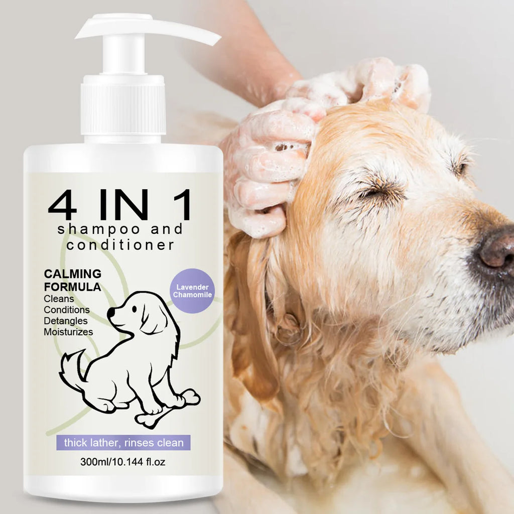 4-in-1 Pet Shampoo and Conditioner for Dogs and Cats, Anti Shedding, 300ml