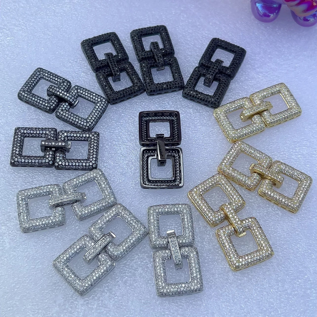 1 Pcs Wholesale Micro-set Square Necklace Bracelet Clasp Jewelry Accessories Full Zirconium Connecting Clasp DlY Accessories