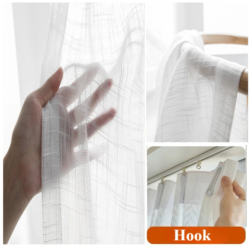 Modern Minimalist 1pc White Tulle Sheer Curtains Window Curtains for Living Room Bedroom Dining Blackout Decor Elegant Thick