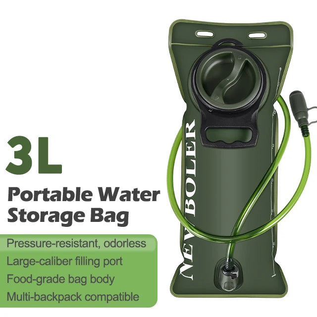 NEWBOLER Hydration Water Bladder Reservoir Bag, PEVA, 1.5L 2L 3L, Transparent/Grey