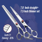 Fenice Professional JP440C 7/7.5 inch Pet Fluffy Thinning Grooming Scissors Straight Dog Scissors Thinner Shears  Rate 80%