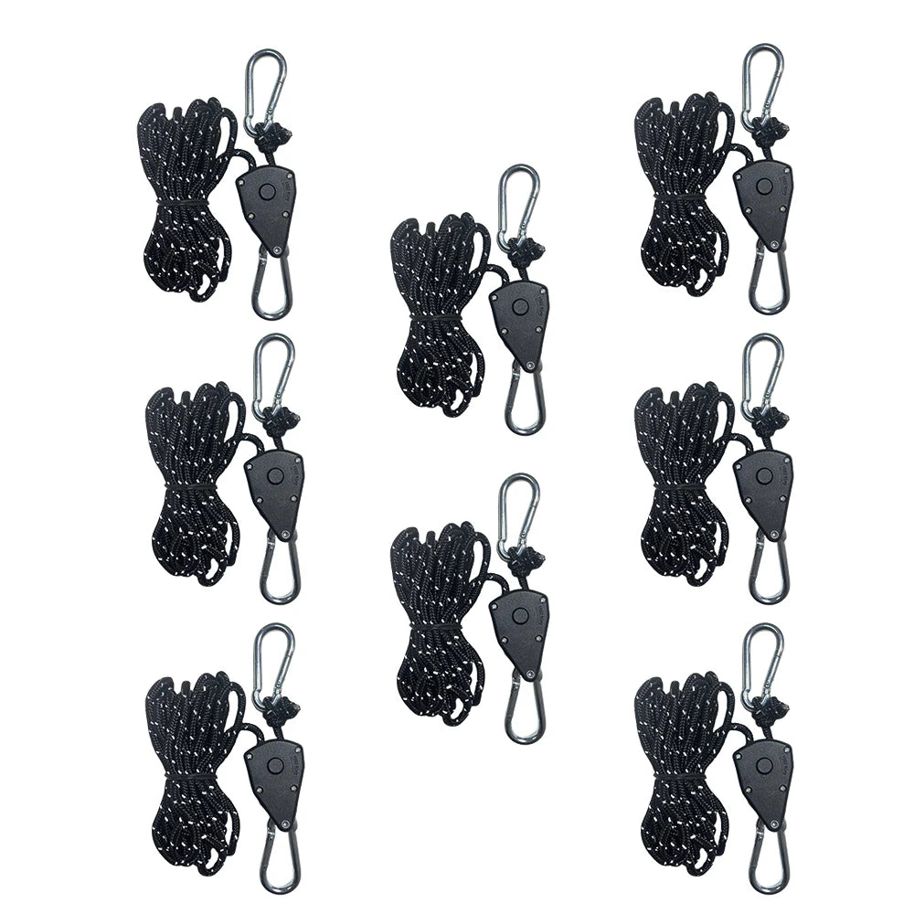4/8Pcs 4M Reflective Camping Tent Rope Tie Down Fastener Fixed Buckle Pulley Tensioner Ratchet Hangers Awning Wind Rope Outdoor