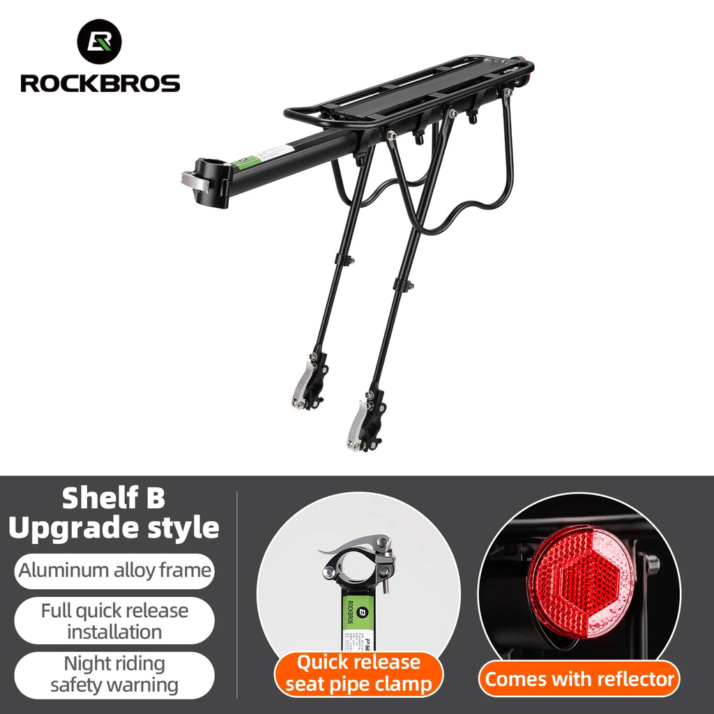 ROCKBROS Aluminum Alloy Bike Rear Cargo Rack, Detachable MTB Bicycle Luggage Carrier