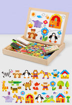 100+Pcs Wooden Multifunction Children Animal Puzzle Writing Magnetic Drawing Board Blackboard Learning Education Toys For Kids
