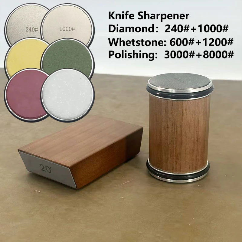 Rolling Knife Sharpener Magnetic Knife Holder Diamond Sharpening Stone Kit with 15 and 20 Degrees Angle Roller Kitchen Accessory