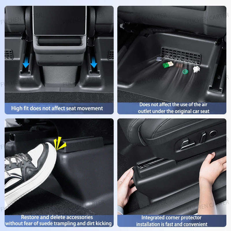 For Tesla New Model YL 2026 TPE Under Seat Corner Guard Seat Front Rear Seat Slide Rails Protector Cover Anti-Kick Accessories