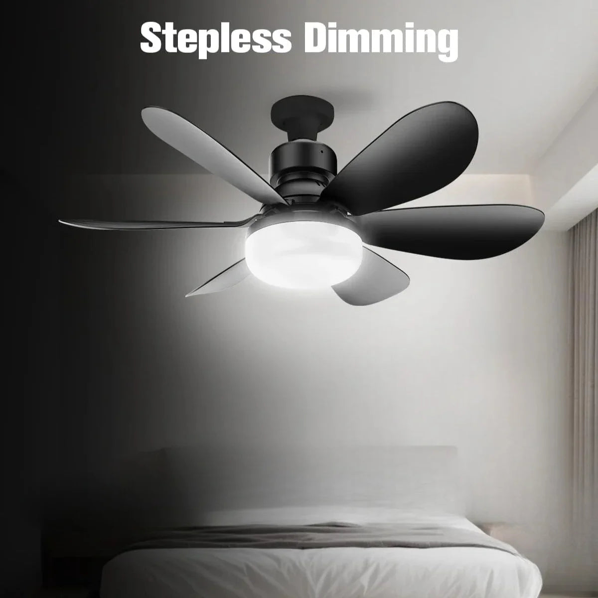 LED 30W Ceiling Fan Light E27 with Remote Control for Dimming, Suitable for Living Room, Study, Household Use, 85-265V