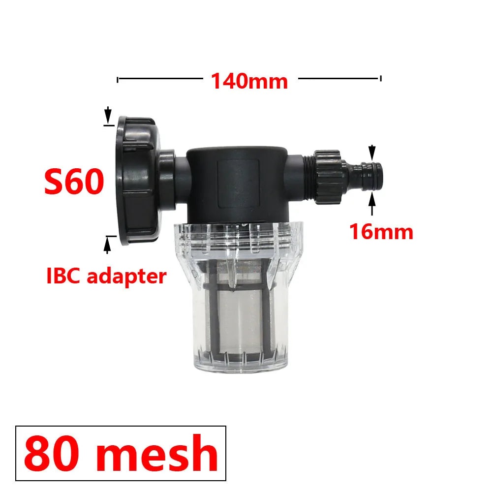 IBC Tank Tap Water Filter Strainer, 1/2 3/4 1 Inch, S60 Adapter for Garden Irrigation
