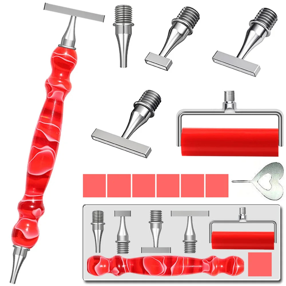 Ergonomic Diamond Painting Art Drill Bead Dot Pen Kit With Slim Thread Stainless Steels Metal Pen Heads Roller Tool Accessories