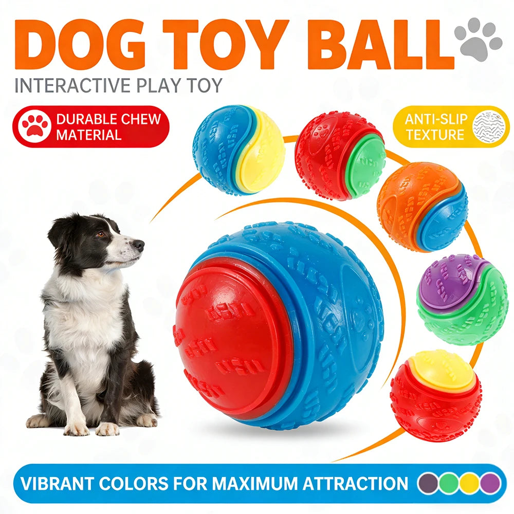 Squeaky Dog Balls Chew Toys Set, TPR Durable Interactive Teeth Cleaning, 6pcs