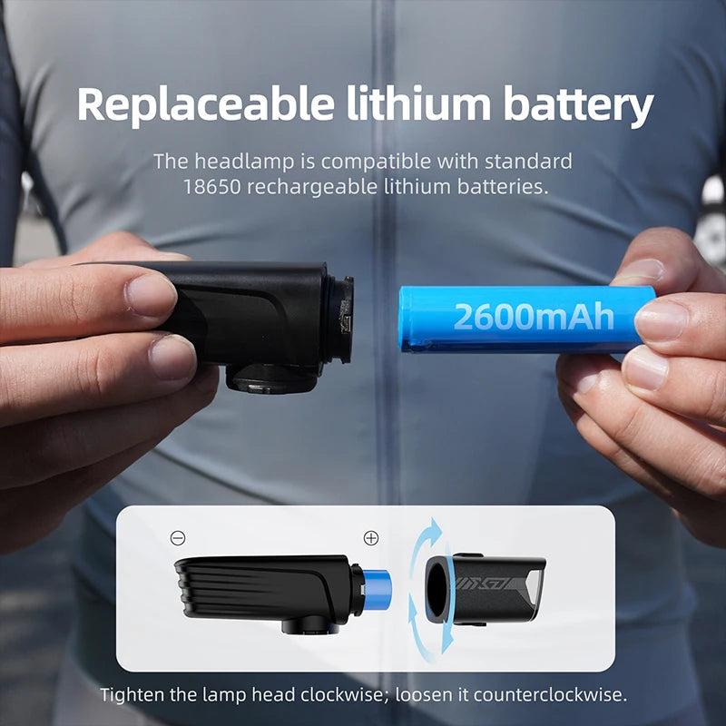 CYCLAMI X7 Lights Smart Headlights  USB Rechargeable Road Mountain Bike Front light 1000 Lum Replaceable Battery Gopro Mountable