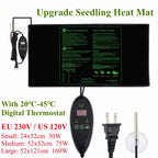 3 Sizes Upgrade Seedling Heat Mat Waterproof Heat Pad with 20℃-45℃ Digital Thermostat Controller Hydroponic Seedling Germination