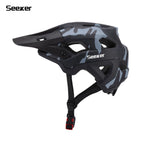 Seeker matte color-blocking cycling helmet, lightweight breathable protective helmet for downhill mountain bikes, adjustable siz