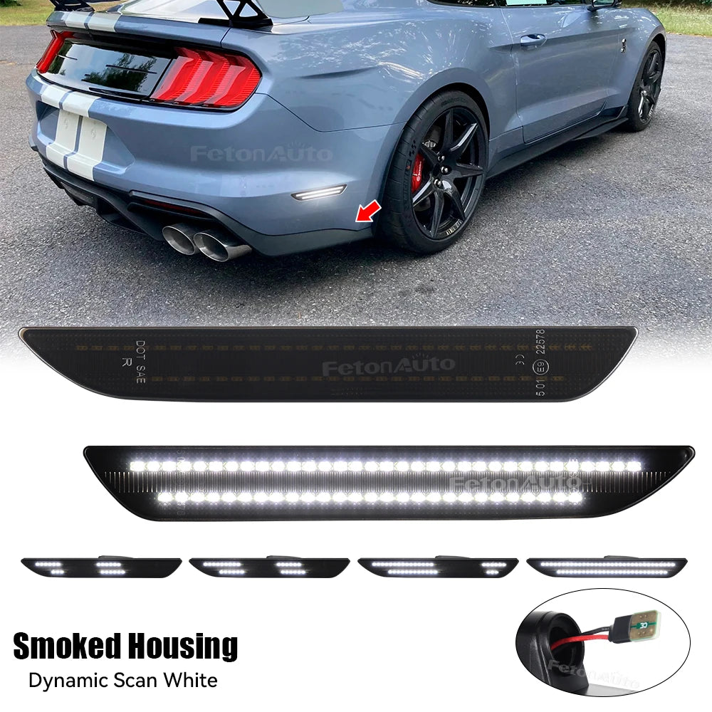 Dynamic Scan Rear Side Marker Light Indicator LED Fender  Lamp for Ford Mustang 2015 2016 2017 2018 2019 2020 2021 2022 2023