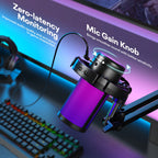 maono DGM20S USB Microphone Gaming Mic Condenser Mic RGB USB Mic with Mic Gain and Noise reduction software for Gaming,Recording