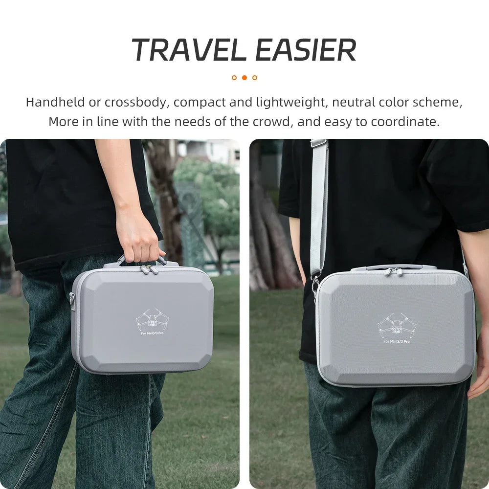 DJI Mini 3/Mini 3 Pro Hard Shell Carrying Case PU Leather Waterproof Shoulder Bag
