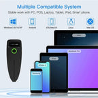 2D Barcode Scanner Mini 2.4G Wireless Bluetooth Handheld Portable 1D 2D QR Code Data Matrix PDF417 Reader With Storage Function