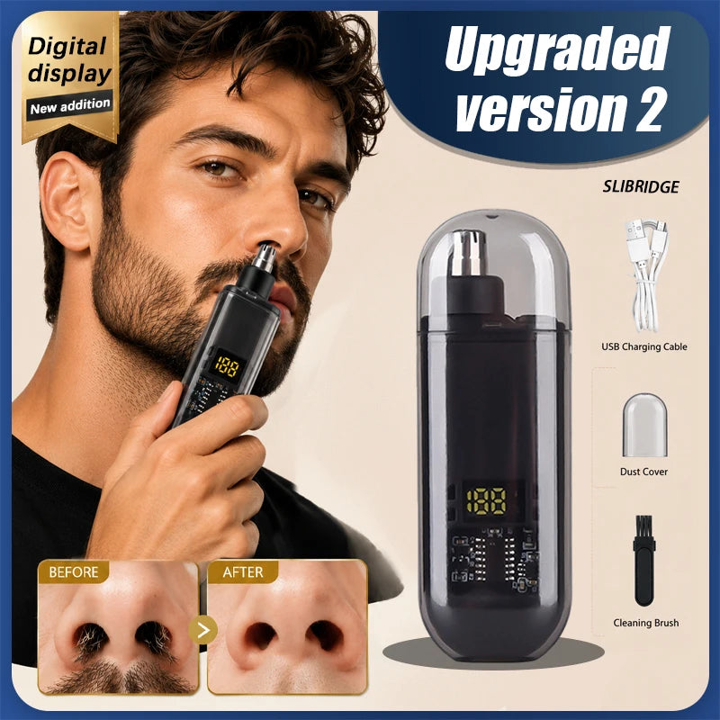 Electric Rechargeable Nose & Ear Hair Trimmer with Digital Display, Basic/Upgrade/2.0