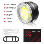 BUCKLOS USB Rechargeable Bike Light COB/LED Waterproof Headlight or Taillight 1100mAh
