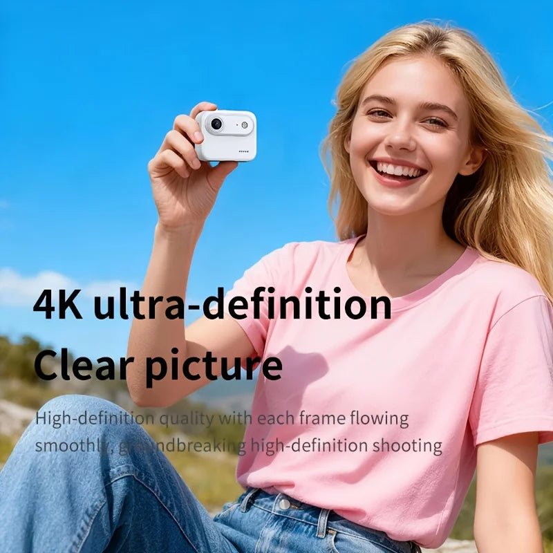 4K HD Thumb Action Camera with Flip Screen, 32GB, Wide-Angle, Anti-Shake, USB Charging