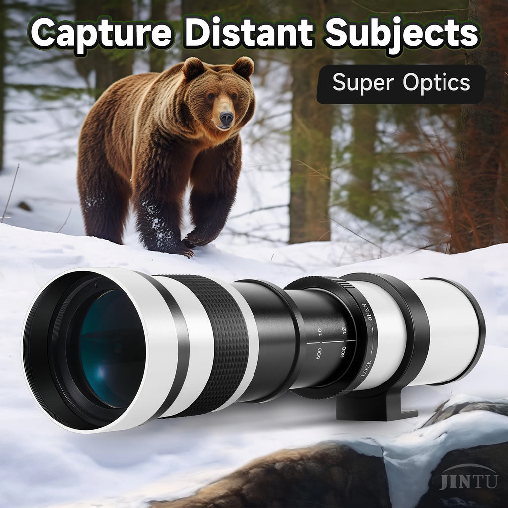 JINTU 420-800mm f/8.3 super telephoto zoom lens, mount options for Canon/Nikon/Sony