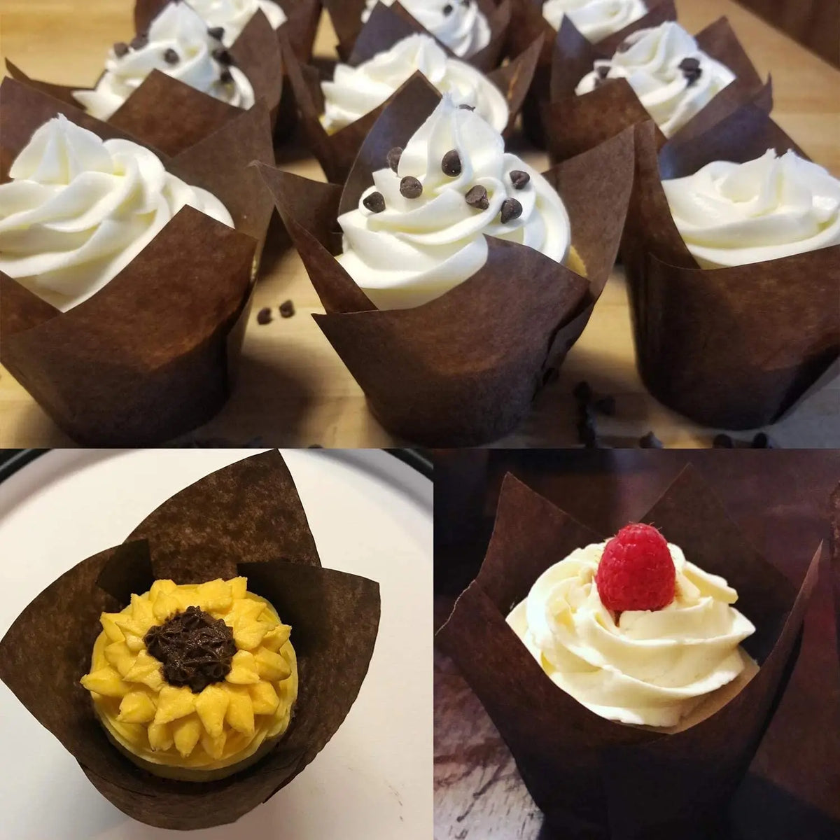 200pcs Tulip Cupcake Liners Brown Craft Paper Baking Cups Muffin Wrappers