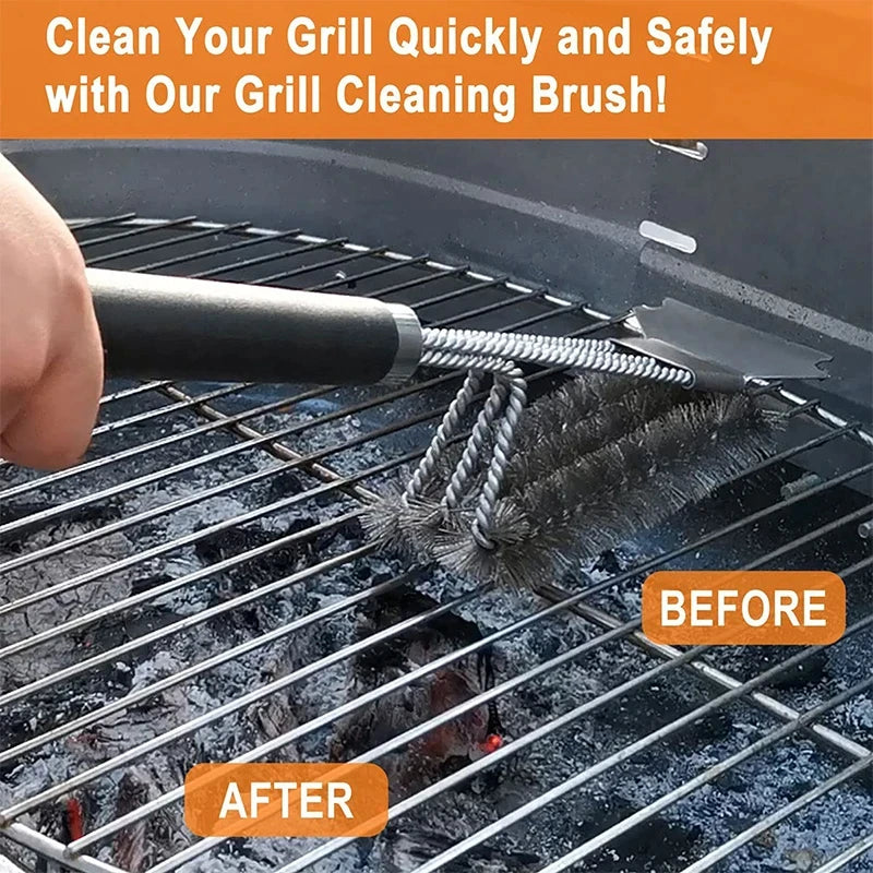 Safe Grill Brush and Scraper with Deluxe Handle Grill Cleaner Brush Stainless Steel Bristle Grill Brush