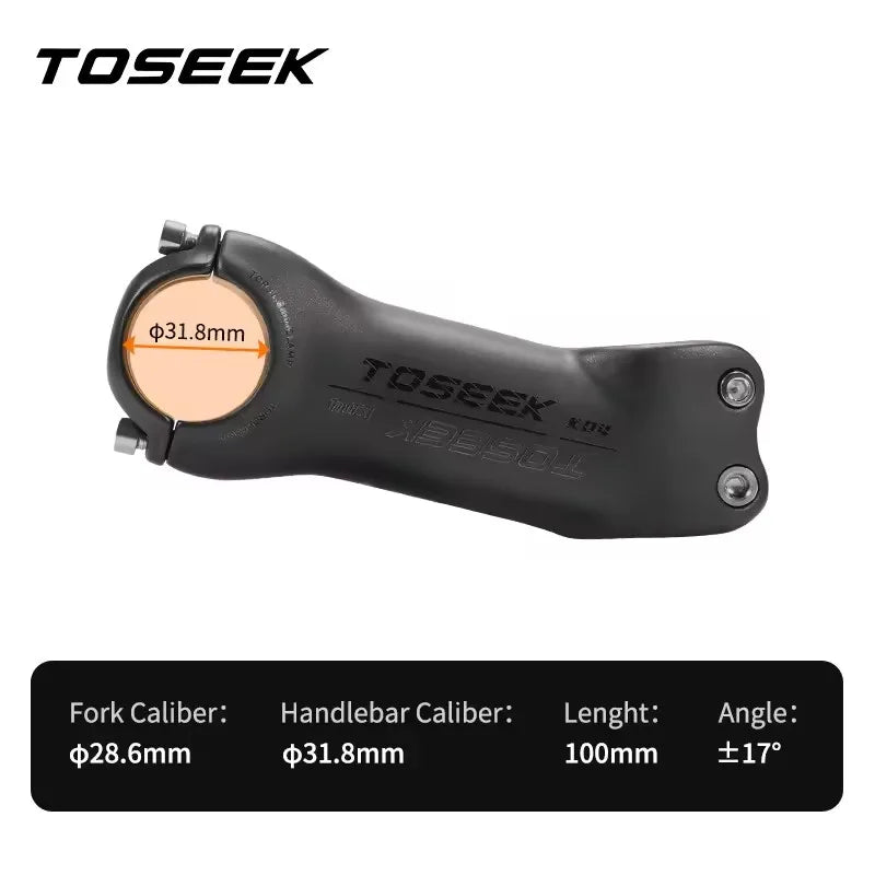 TOSEEK K04 Black Matte Carbon Fibre Stem MTB Bike Road Mountain Bicycle Stem 31.8mm Handlebar Stems 70/80/90/100/110/120/130mm