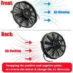 8 9 10 12 14 Inch Universal Slim Fan Push Pull Electric Radiator Fan Air-Sucking Type Cooling & Mounting Kit 12V 80W 2100RPM
