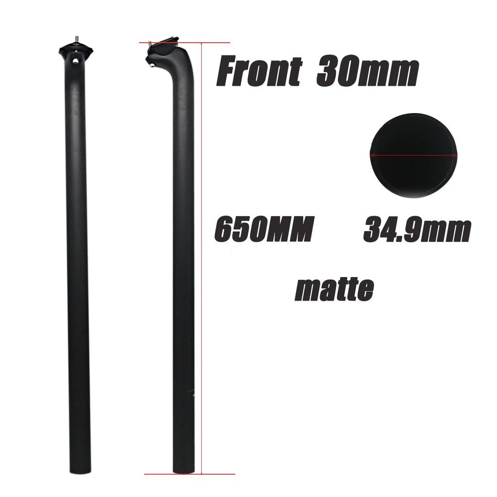 3K Carbon Bike Seatpost 31.8/33.9/34.9mm 550/600/650mm Matte, Front/Back