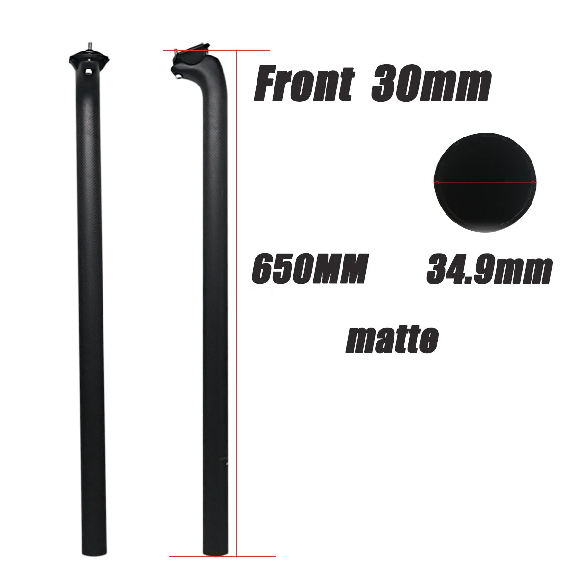 3K Carbon Bike Seatpost 31.8/33.9/34.9mm 550/600/650mm Matte, Front/Back